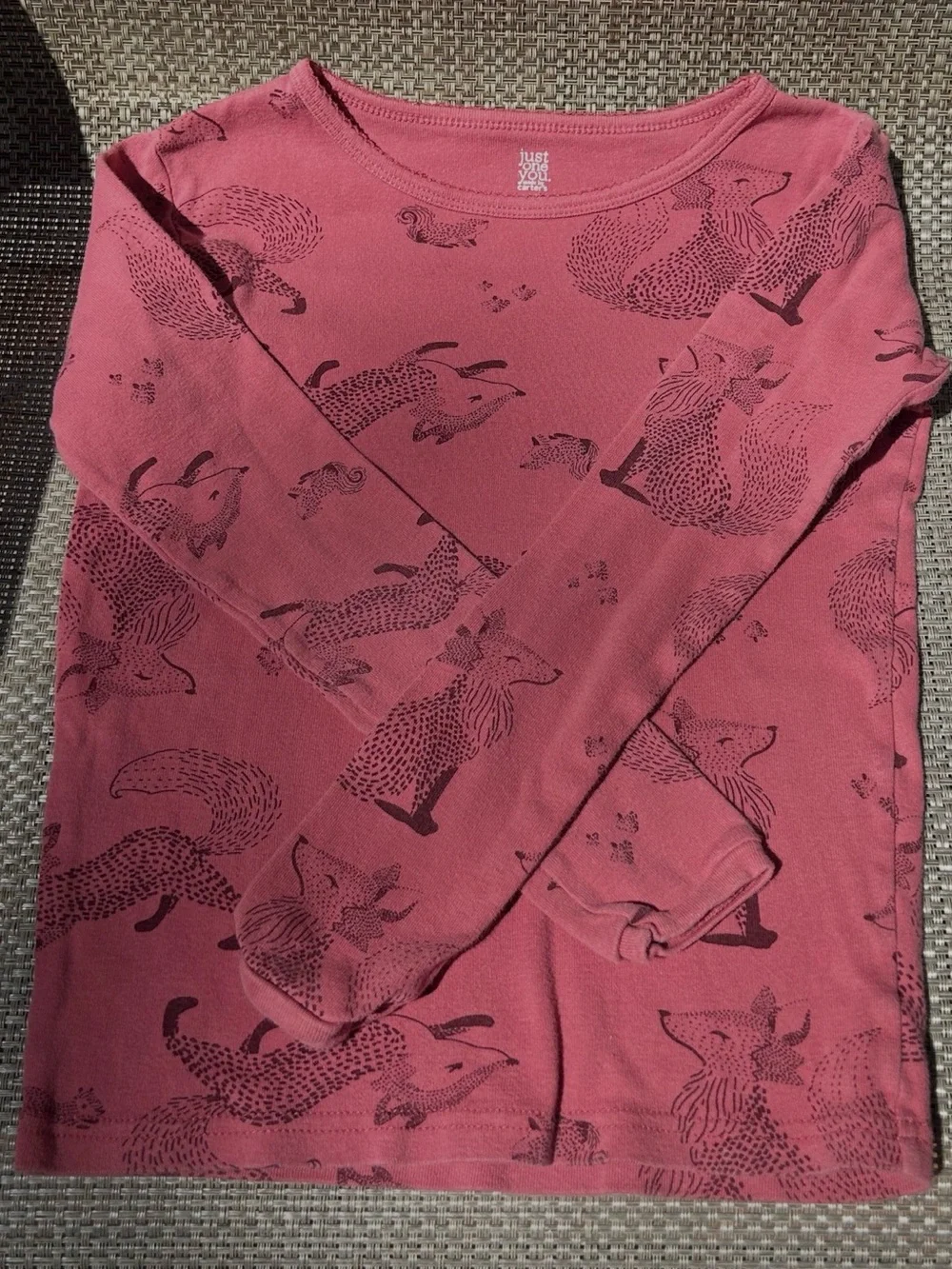 Pink Fox Print Long Sleeve Tee Carters Girls size 10